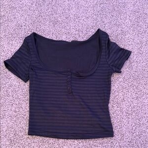 SHEIN Blue Ribbed Crop T-Shirt